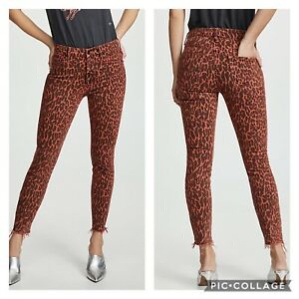 Mother BNWT ankle fray jeans high waist animal